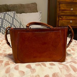 Rare, Vintage Clare V Paul Mini Tote Crossbody Leather Bag in Cognac Brown